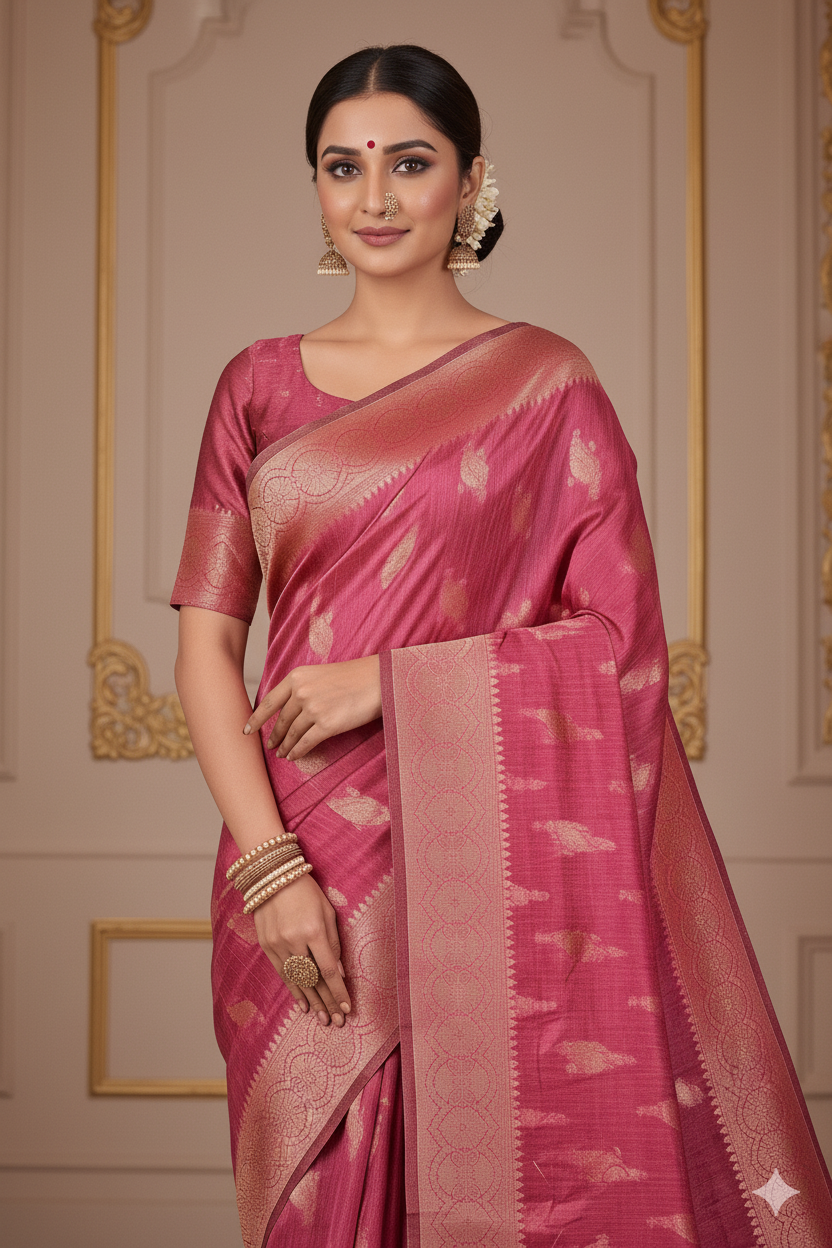 Wine Linen Silk Saree Lightweight