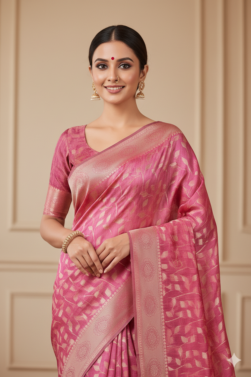 Wine Linen Silk Saree Lightweight